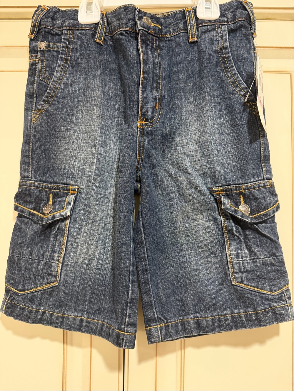 Calvin Klein Jeans Kids Cargo Denim Shorts Size 6 NWT Dark Wash